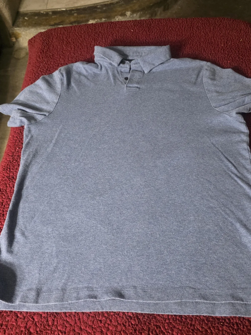 Banana Republic Men's Size L Heathered Blue Luxury Touch Short Sleeve Polo Shirt
